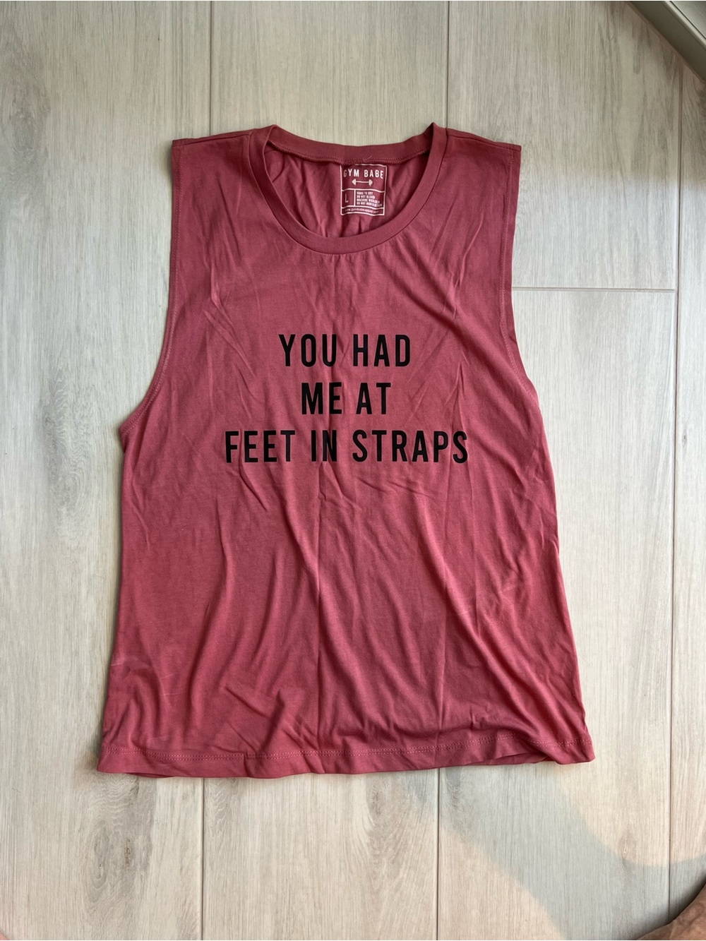 Rust-Red Muscle Tee with Slogan